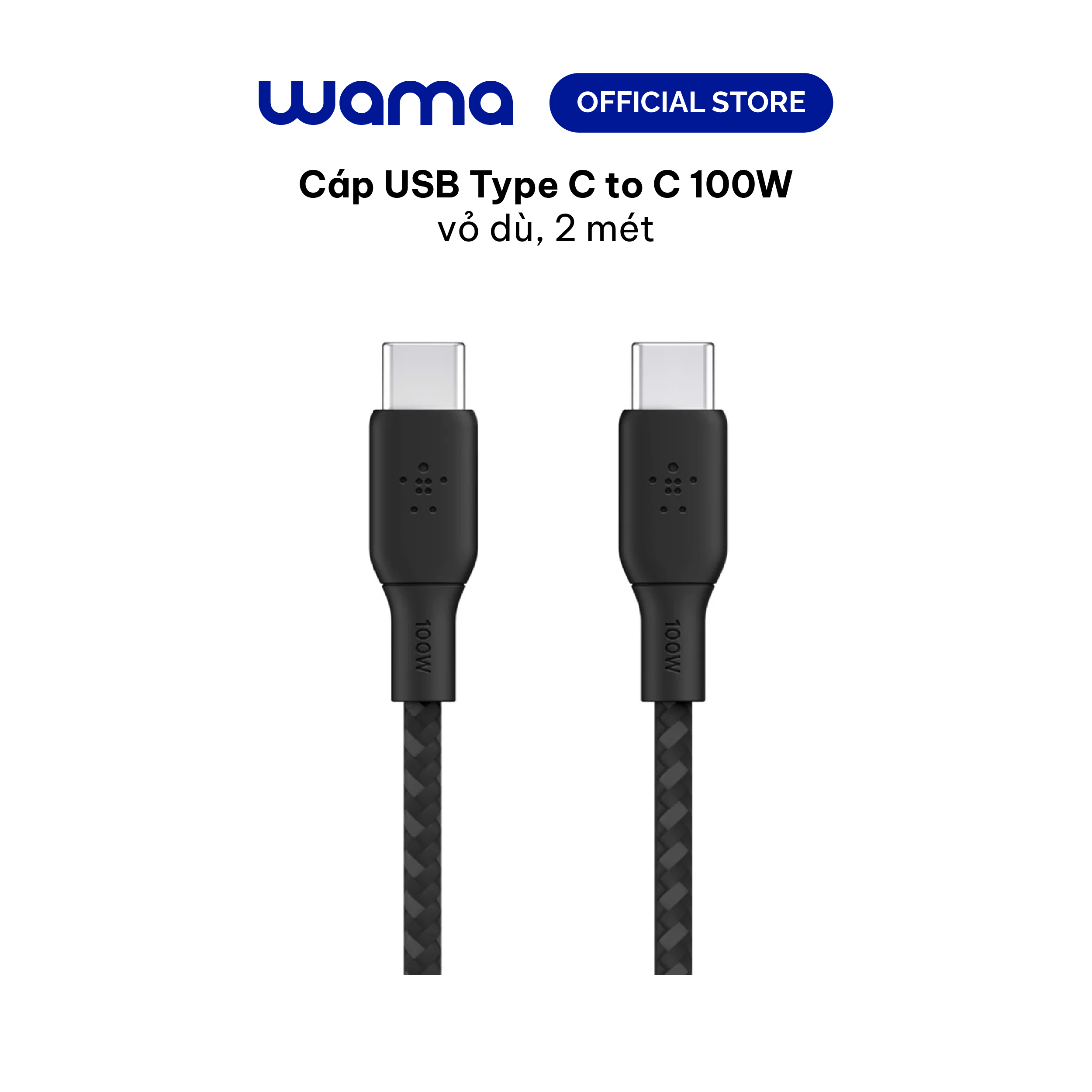 Cáp sạc nhanh USB Type C - C BOOST↑CHARGE™ Belkin 100W vỏ dù, 2M