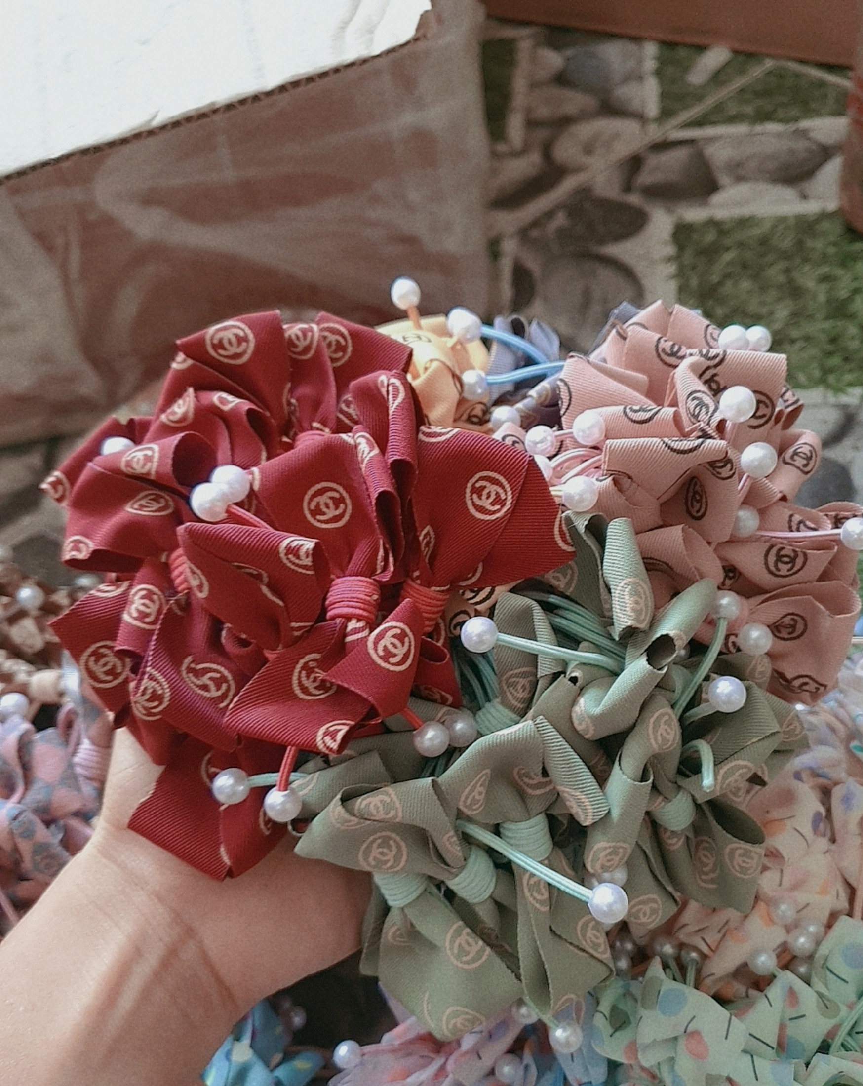 Dây Buộc Tóc Hàn Quốc Đẹp nơ phối hạt Sang Trọng