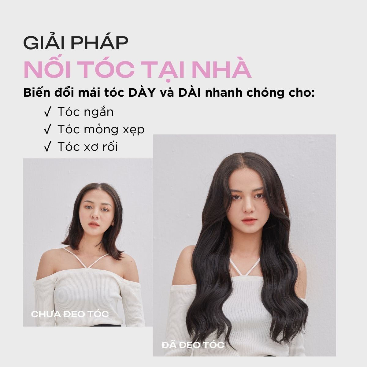 Tóc Kẹp U CAPELLI Dáng Xoăn Sóng Trục 60cm