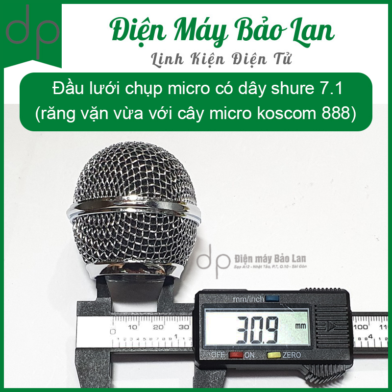 Đầu lưới chụp micro có dây shure 7.1 (răng vặn vừa với cây micro koscom 888)