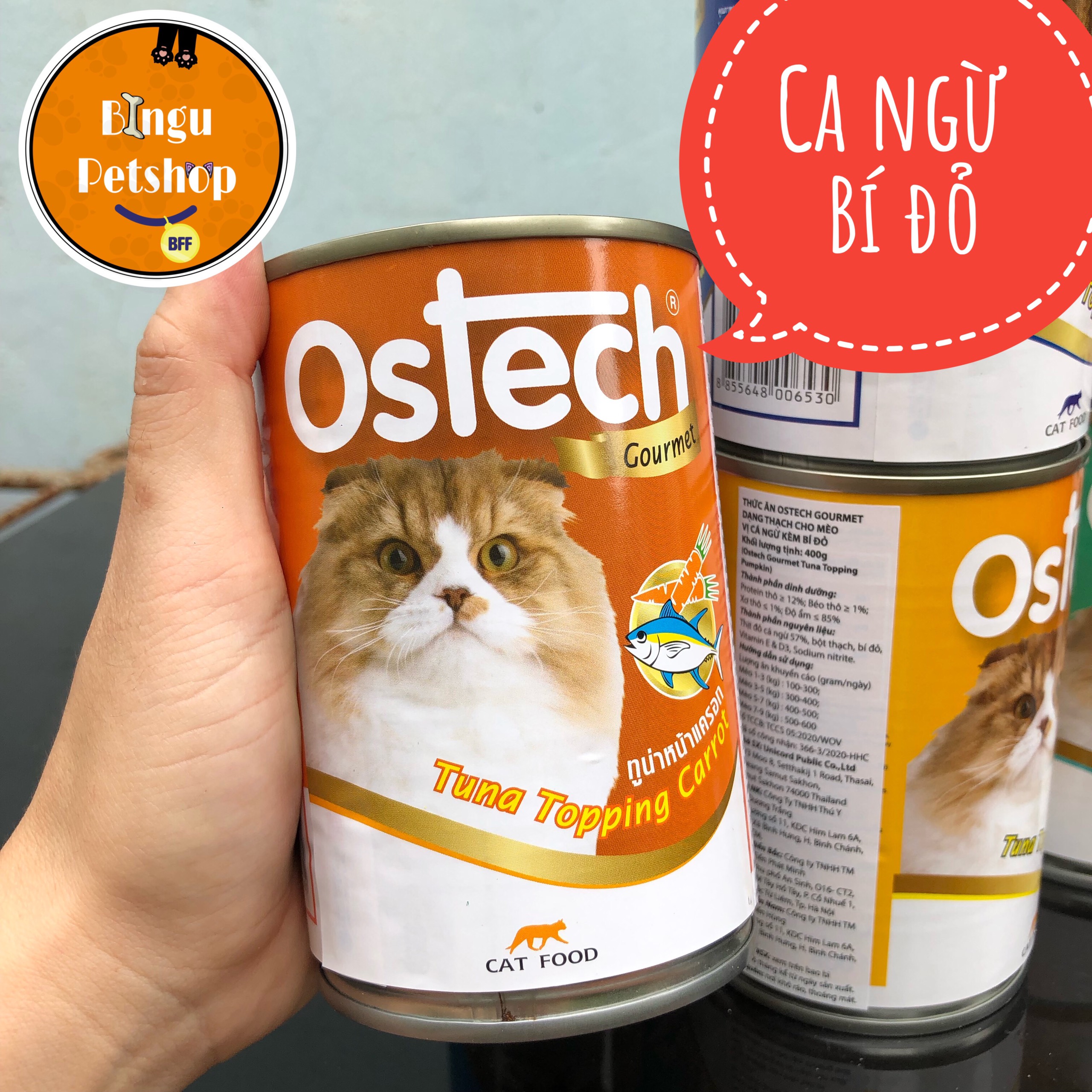Pate cao cấp cho mèo Ostech Gourmet 8 vị hấp dẫn - lon 400gr