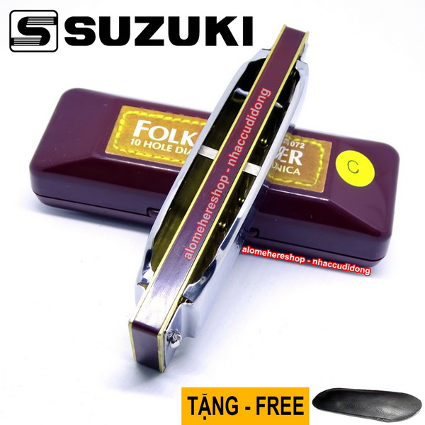 Kèn harmonica diatonic Suzuki Folk Master 1072 key C (bạc)