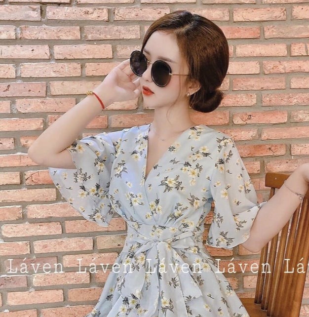 Đầm nữ lụa hoa, cột eo xinh xắn, trẻ trung sành điệu thời trang Bambo