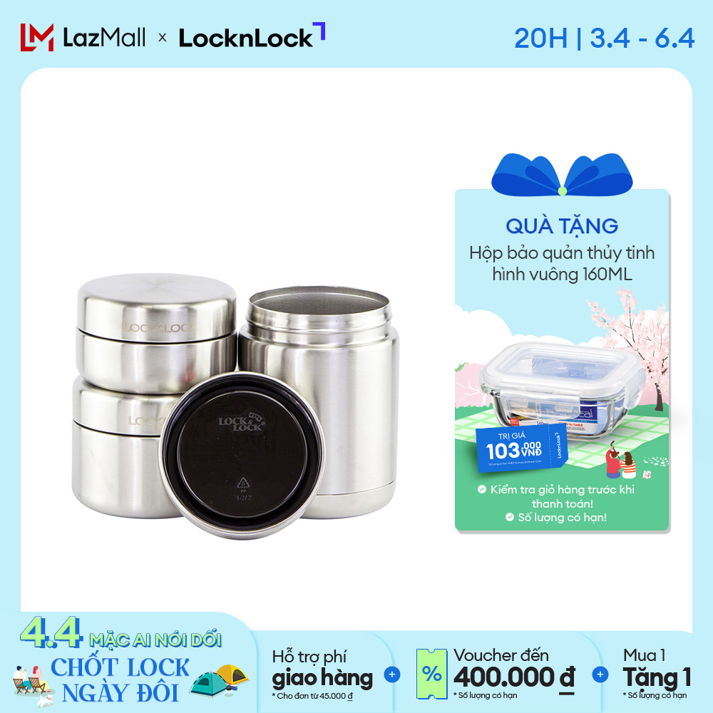 LHC8016S4 - Lock&Lock Thermal lunch box set (450ml,420ml, 280ml, chopstick*1,chopstick case,not include bag)