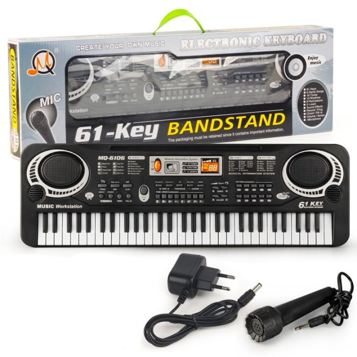 Đàn piano điện tử 61 phím cho bé yêu, đồ chơi trẻ em, đồ chơi âm thanh, đồ chơi năng kiếu, dùng được điện lẫn pin, quà tặng cho bé.