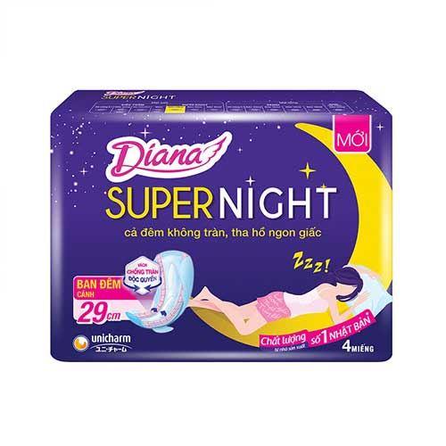 Lô 6 gói Băng vệ sinh ban đêm Diana 29 cm gói 4 miếng