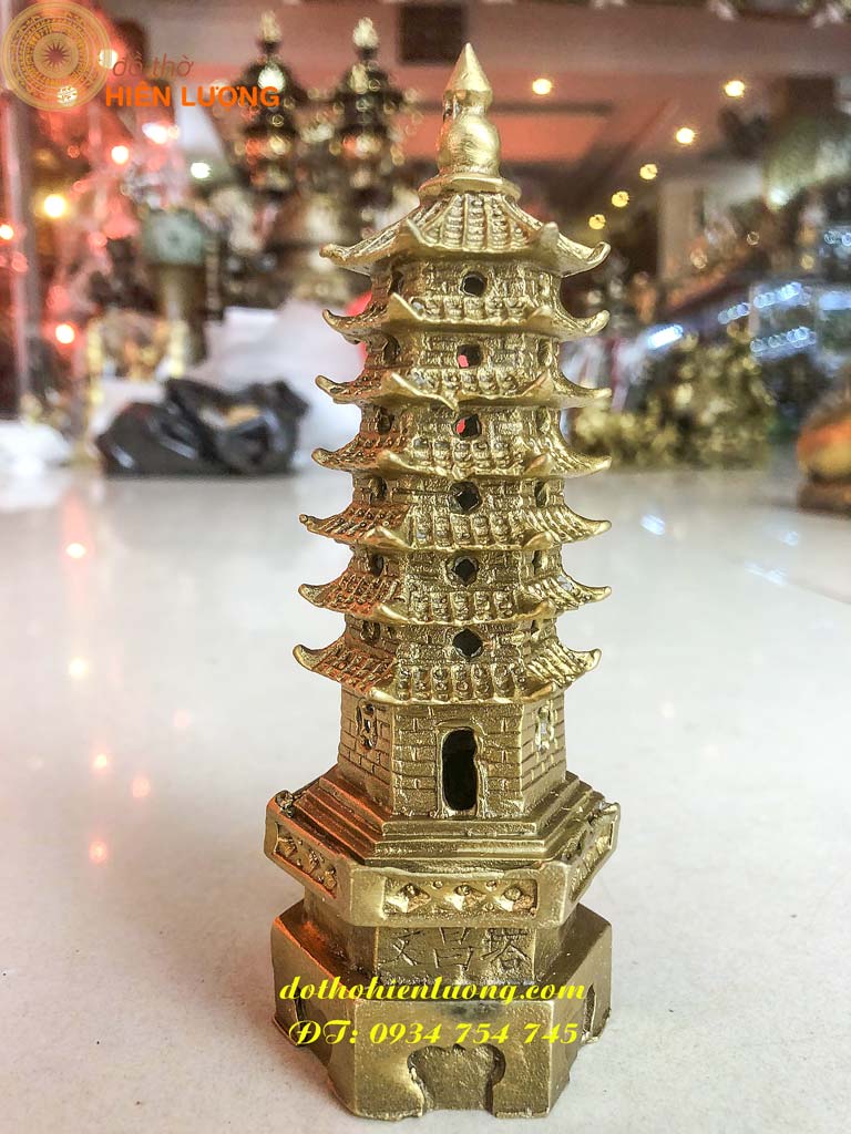 Tháp Văn Xương 7 Tầng Bằng Đồng Cho Bé Trai Cao 15cm, 18cm, 24cm