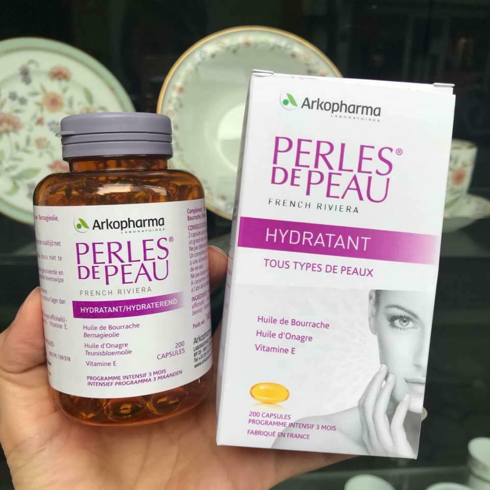 Viên Uống Đẹp Da Mượt Tóc Pháp Perles De Peau Hộp 200 Viên