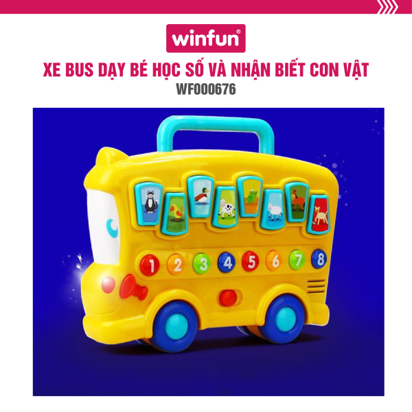 Đồ chơi giáo dục Xe bus dạy bé học số và nhận biết con vật Winfun 0676 cho bé phát triển toàn diện