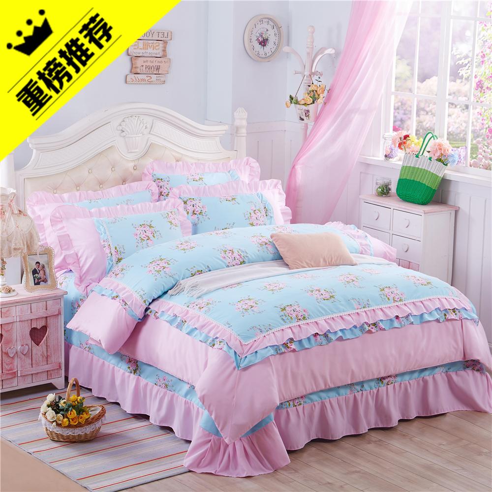 100% Cotton Bộ Bốn Chiếc Cô Gái 100% Cotton Duy Nhất Hai Người Ga Trải Giường Vỏ Chăn Công Chúa Công Chúa Hoạt Hình Trẻ Em Bộ Đồ Dùng Trên Giường Bao Gồm 1.5