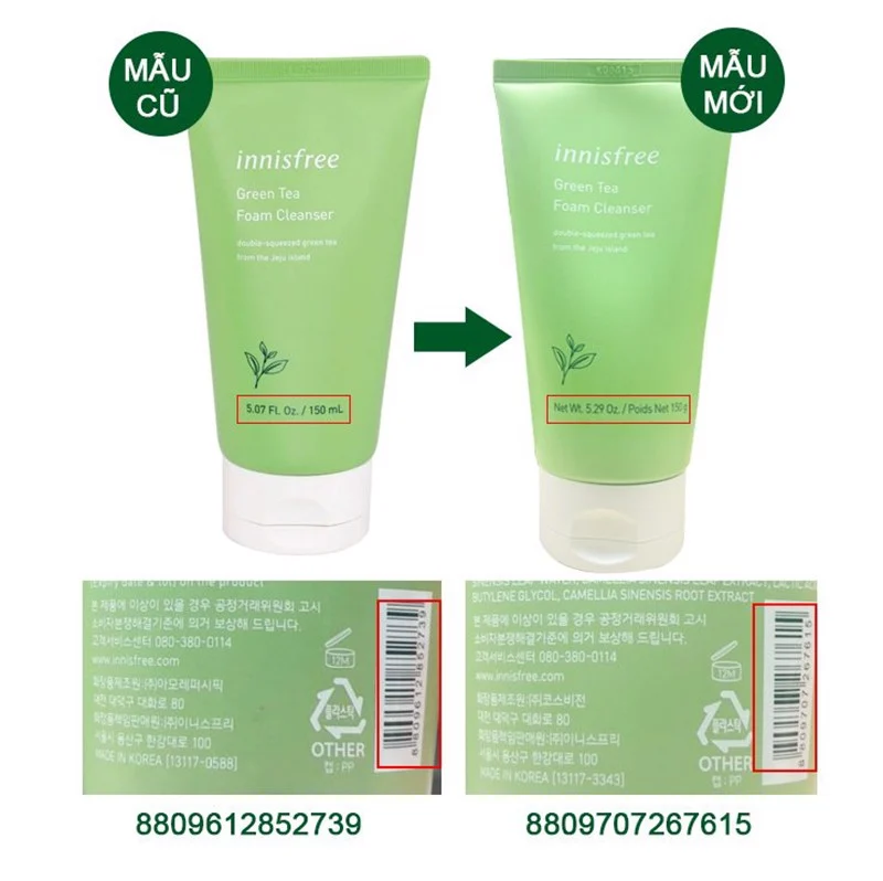 Sữa Rửa Mặt INNISFREE TRÀ XANH MẪU MỚI