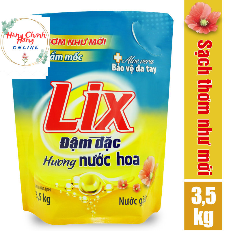 Túi Nước Giặt Lix Đậm Đặc Hương Nước Hoa 3.5Kg - Tẩy Sạch Vết Bẩn Cực Mạnh- Khử Mùi Ẩm Mốc