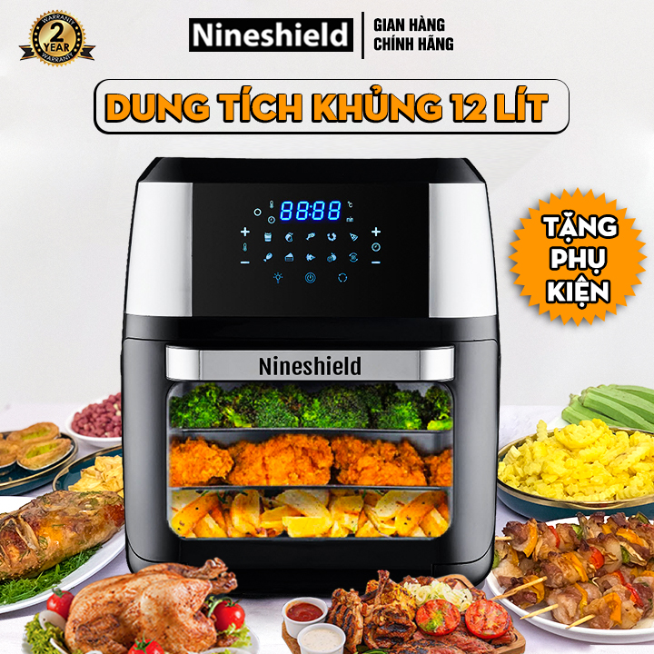 Nồi Chiên Không Dầu Venko Có Kính Dung Tích 10,5lít Công Suất 1700w - Nồi Chiên Cả Con Gà - Bếp Chiên Không Dầu - Air Fryer - Nồi Chiên Cỡ Đại