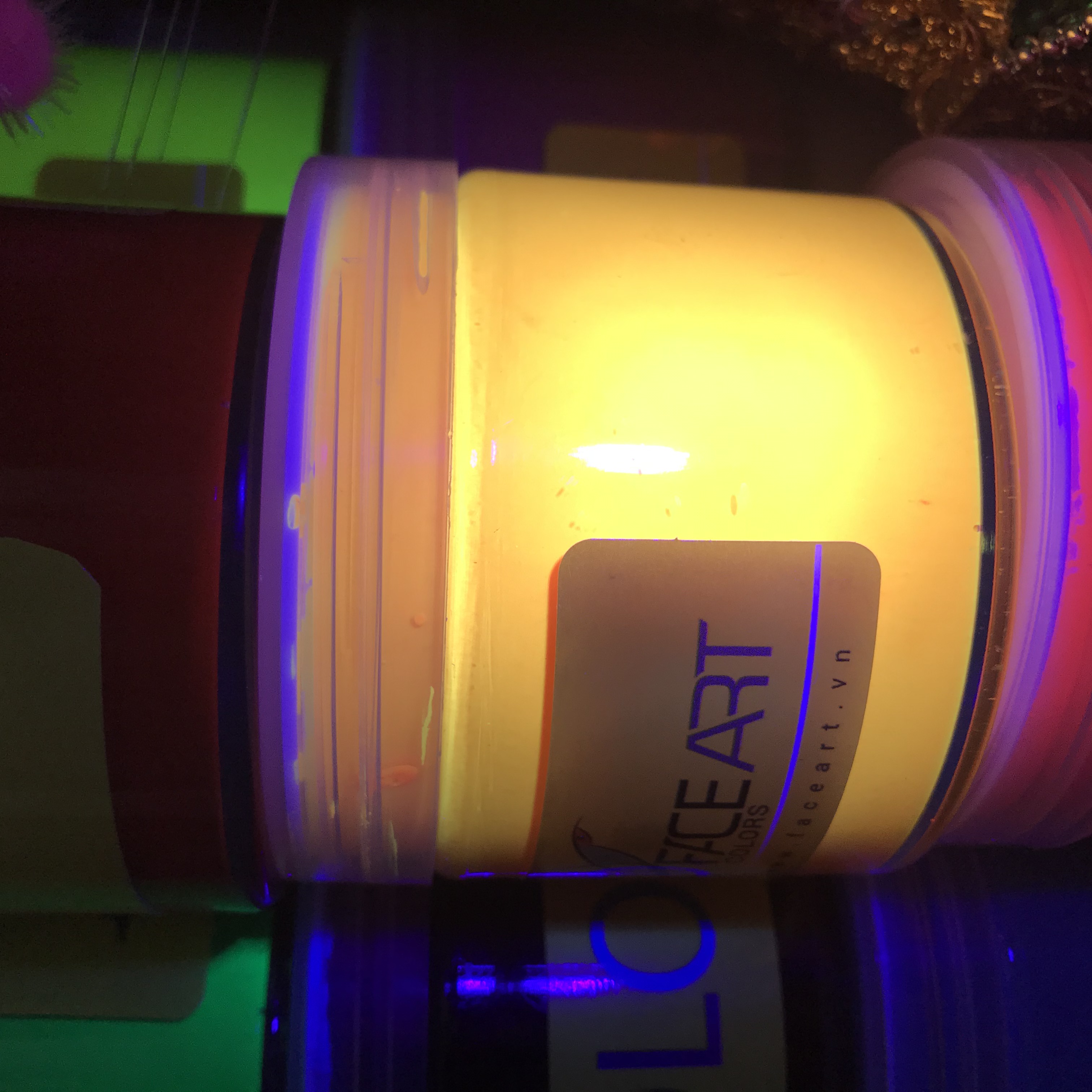 MÀU ACRYLIC DẠ QUANG PHÁT SÁNG HỦ 250GR - SƠN DẠ QUANG ACRYLIC 250GR - MÀU VẼ VẢI -MÀU VẼ TƯỜNG  DẠ QUANG 250GR - MÀU BLACKLIGHT UV ACRYLIC