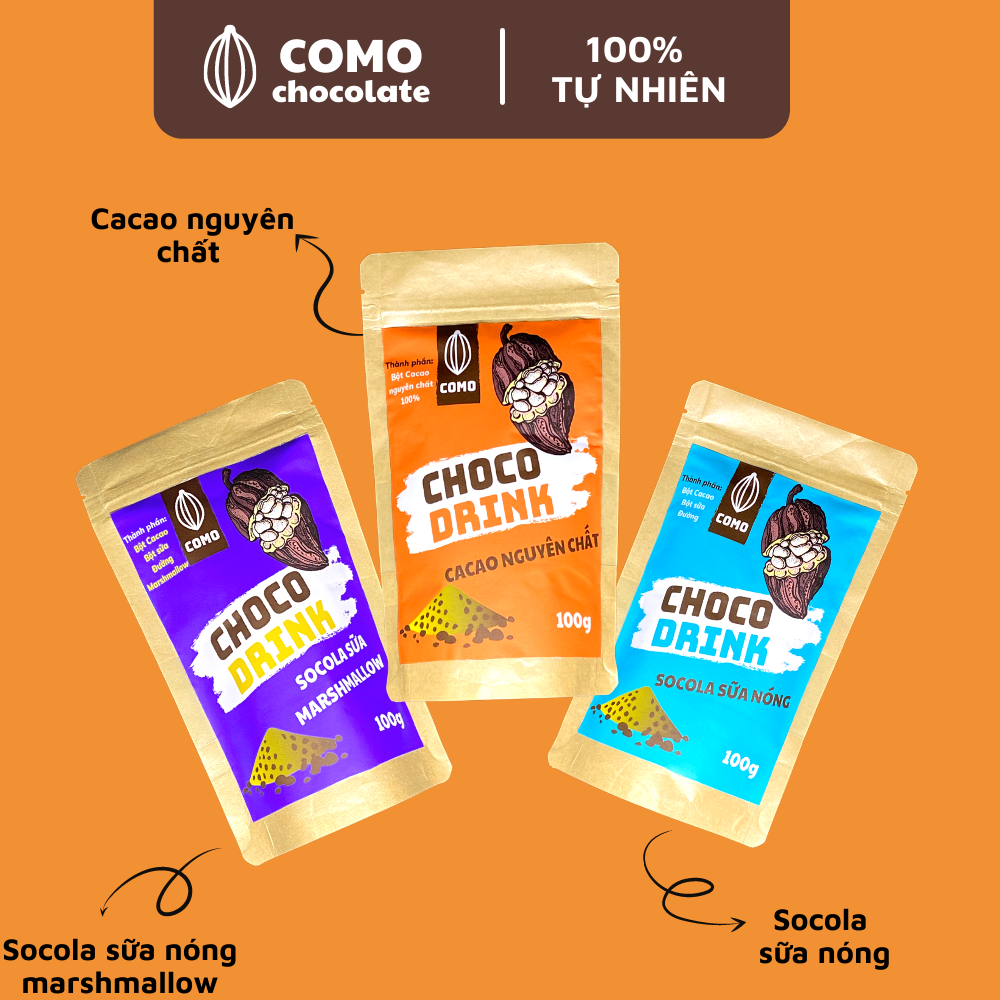 Bột socola sữa 3 trong 1 thơm béo đậm đà 100g Como Chocolate