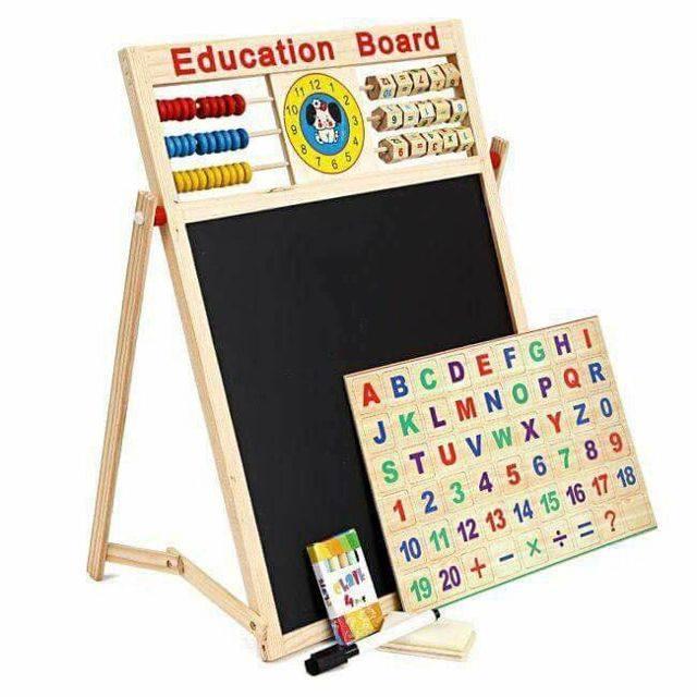 Bảng học chữ cái, chữ số bằng gỗ kèm bảng viết dạy học cho bé cao cấp