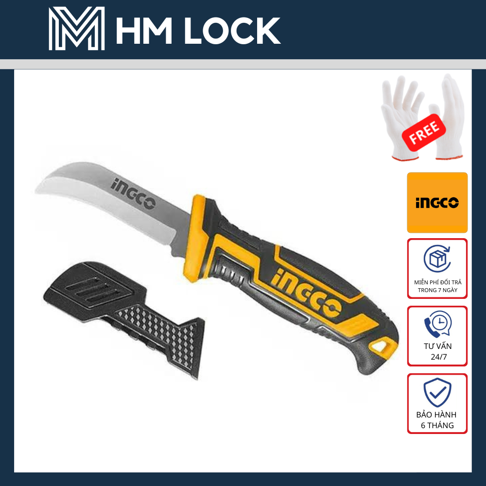 Dao tước dây điện lưỡi cong 200mm ingco - hàng chính hãng - hpk82001 - hm lock