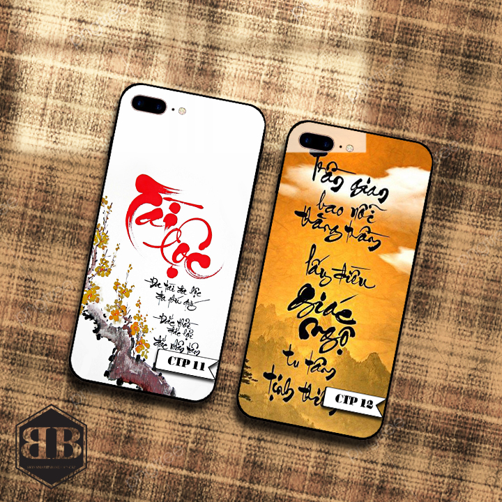 Ốp lưng kính cường lực iphone 7 plus / iphone 8 plus hình thư pháp