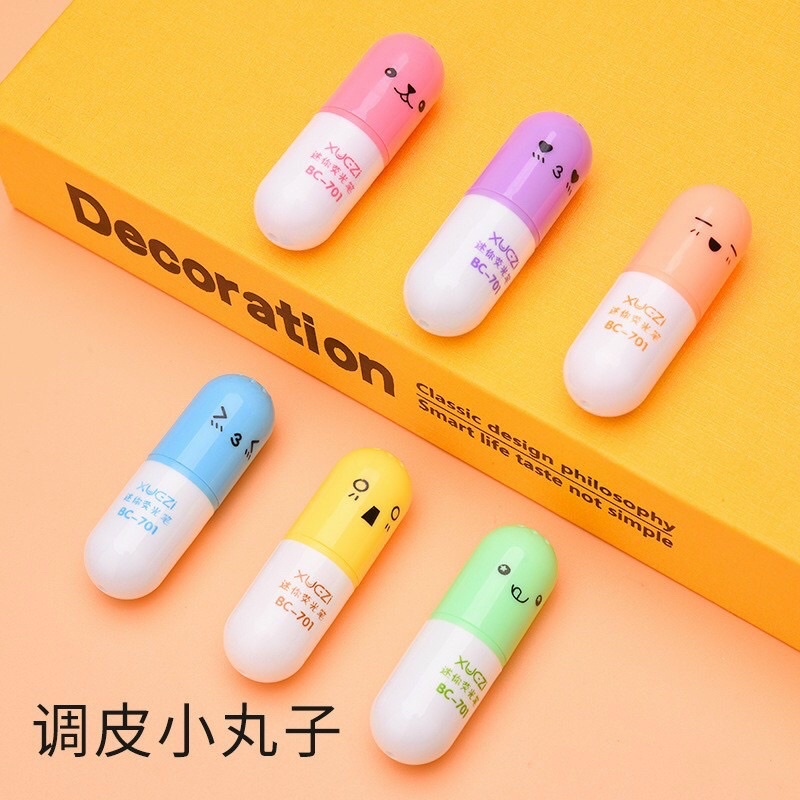 SET HỘP TÚI 6 BÚT DẠ QUANG HIGHLIGHT CUTE
