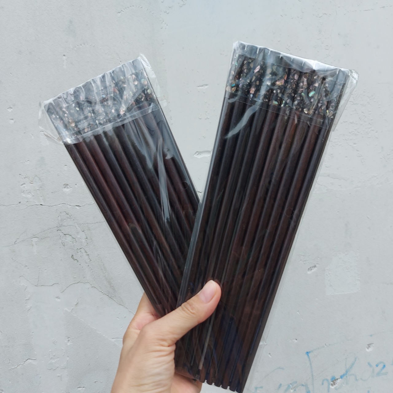 Bộ 10 đôi đũa ăn gỗ trắc cẩn đầu tròn cao cấp