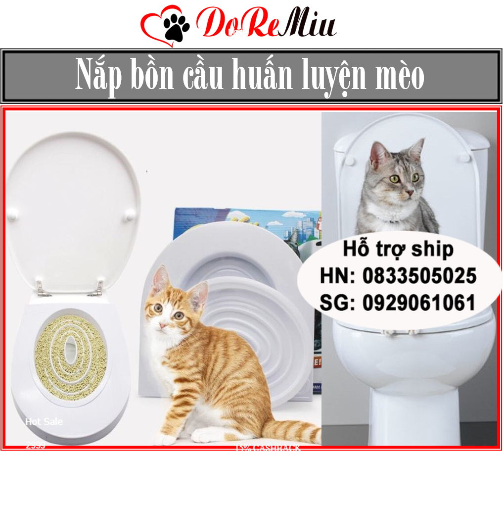 Doremiu- Nắp bồn cầu Citicity- Bộ dạy mèo đi vệ sinh bồn cầu đúng chỗ (có hộp giấy) Tặng 1 gói Catnip