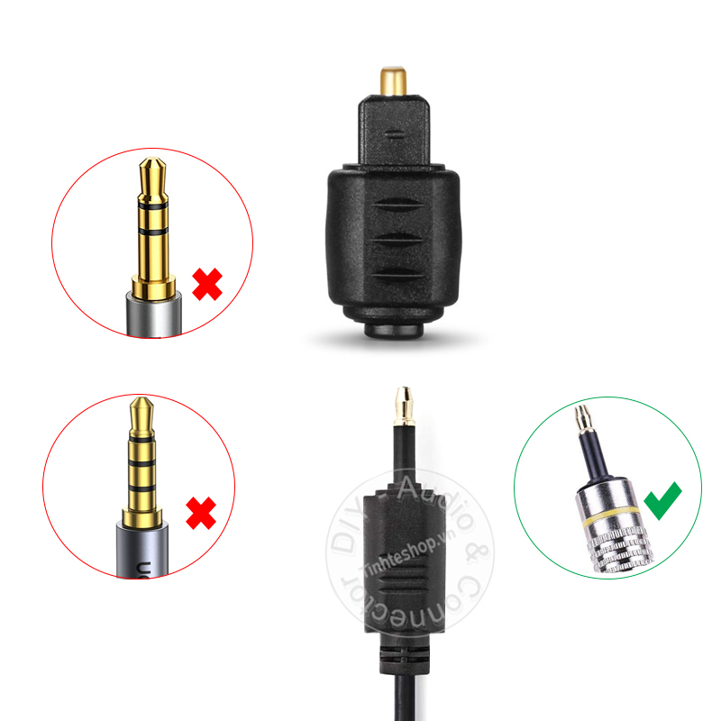 Jack chuyển optical sang 3.5 mini toslink - Đầu đổi quang thường sang quang 3.5mm