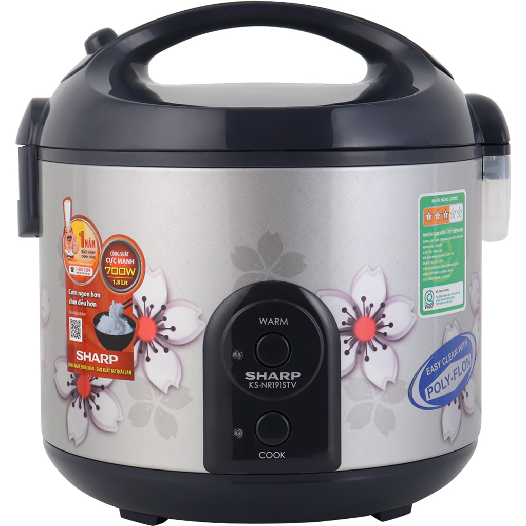 Ks-nr191stv sharp rice cooker 1.8 liter on display of Thailand black rice cooker with 3 heater, fast cooking, energy saving