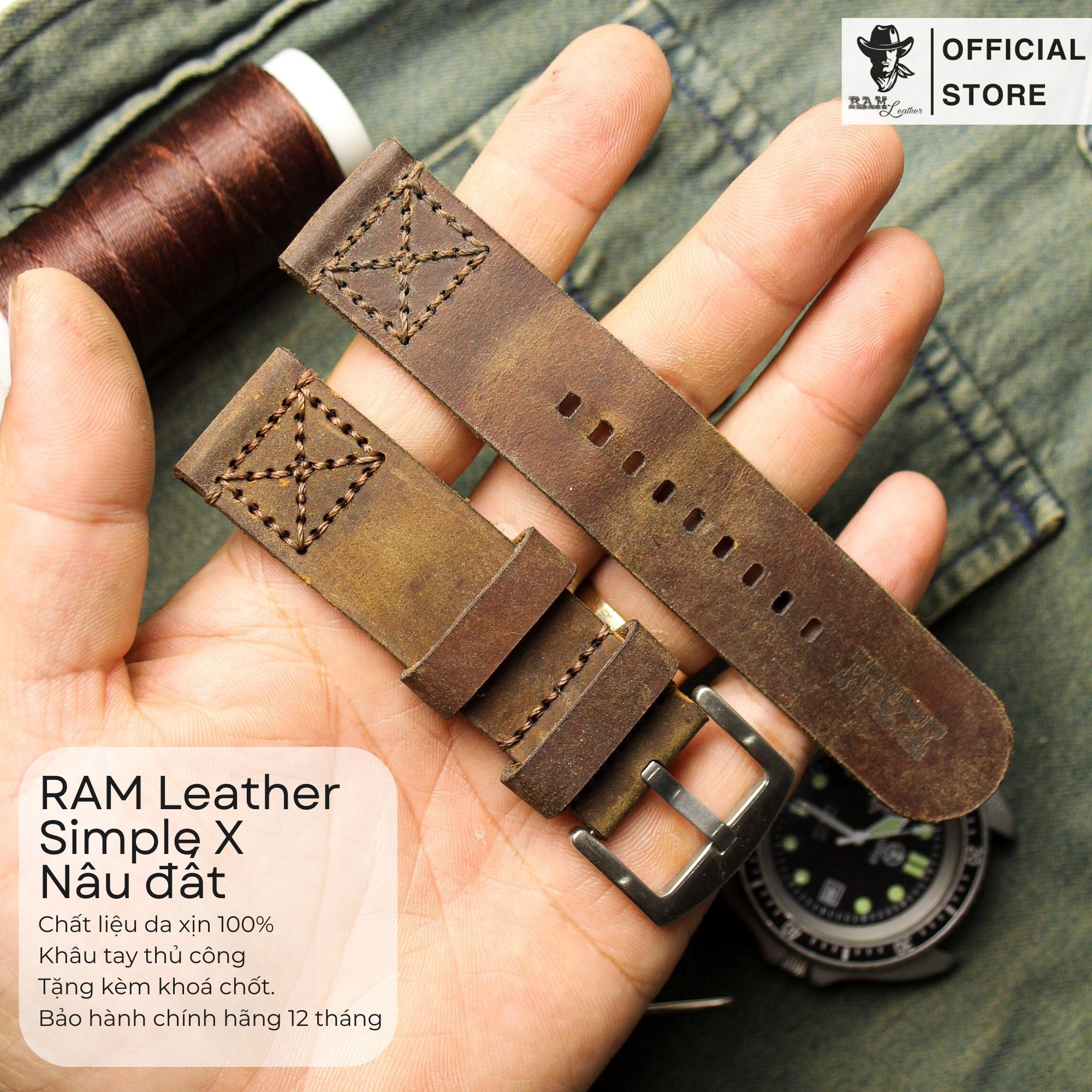 WATCH STRAPS DOUBLE COW LEATHER REAL