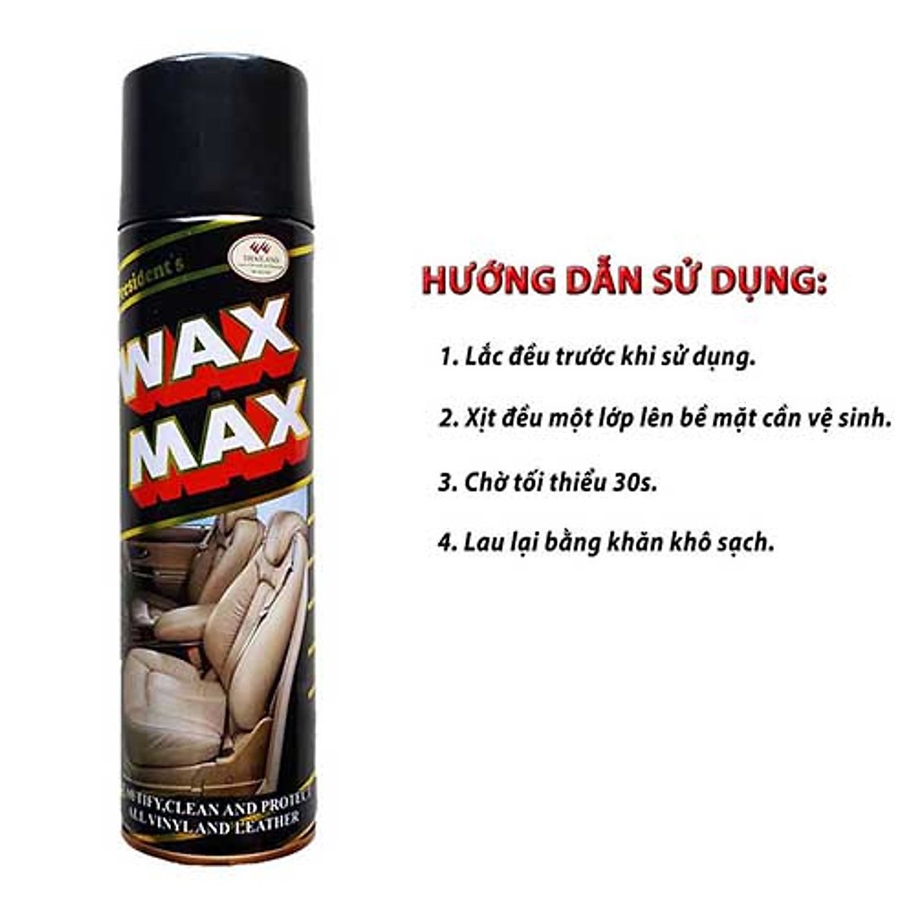 BÌNH XỊT BÓNG NỘI THẤT XE - TAPLO - GHẾ DA WAXMAX