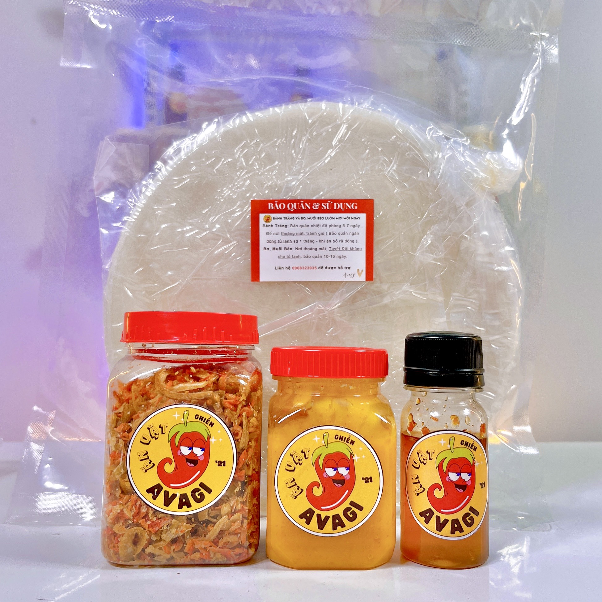 MUỐI BÉO PHOMAI AVAGI COMBO BÁNH TRÁNG (Bánh tráng+Sốt Muối Béo+Sốt Tắc+Ruốc Hành Phi)
