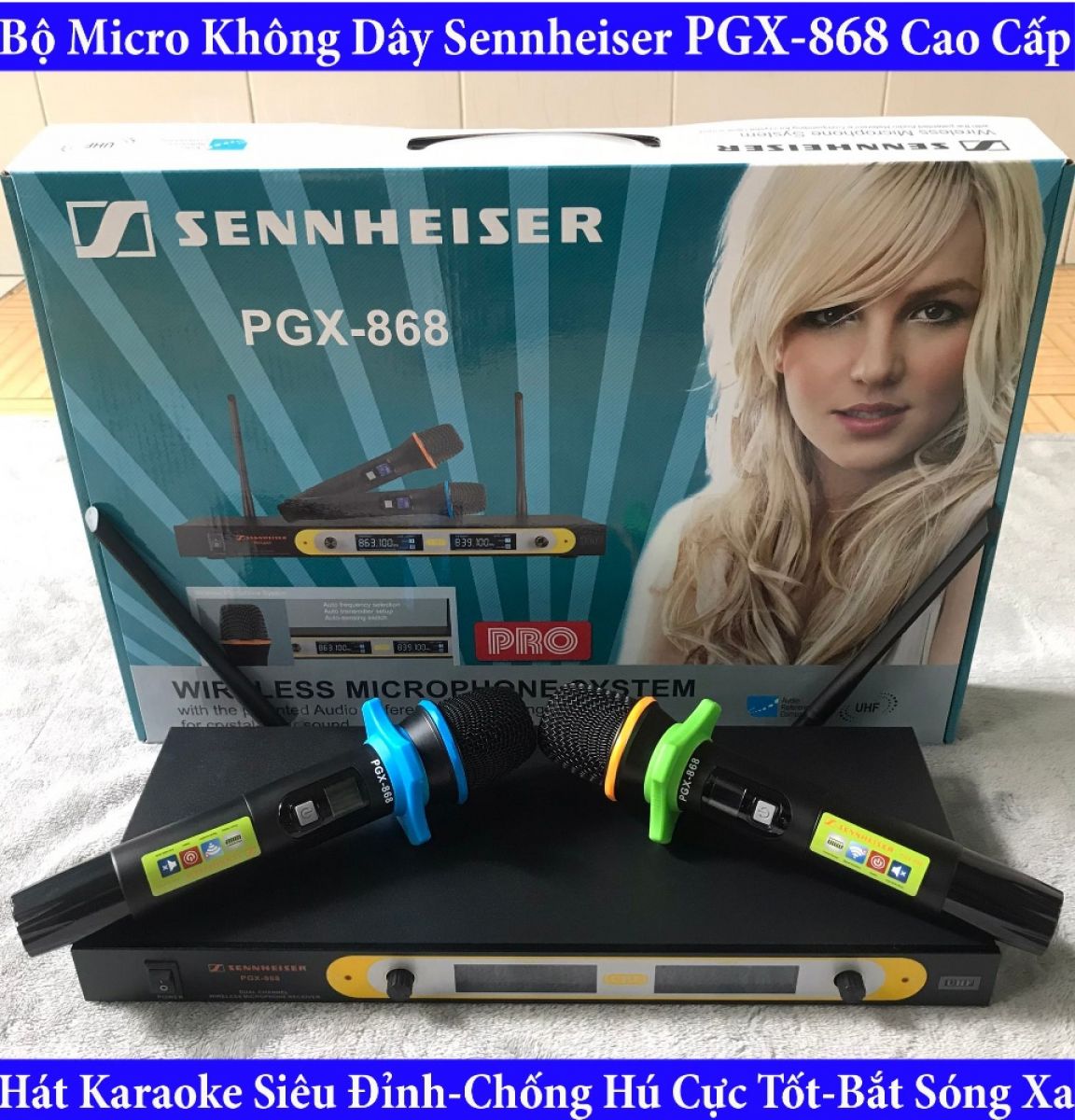 Micro không dây Sennheiser PGX-868 - Mic karaoke gia đình, sân khấu - Độ nhạy cao, bắt sóng xa, chống hú rít - Thiết kế sang trọng, bắt mắt - Dễ dàng phối ghép với các thiết bị âm thanh khác (BẢO HÀNH 12 THÁNG)