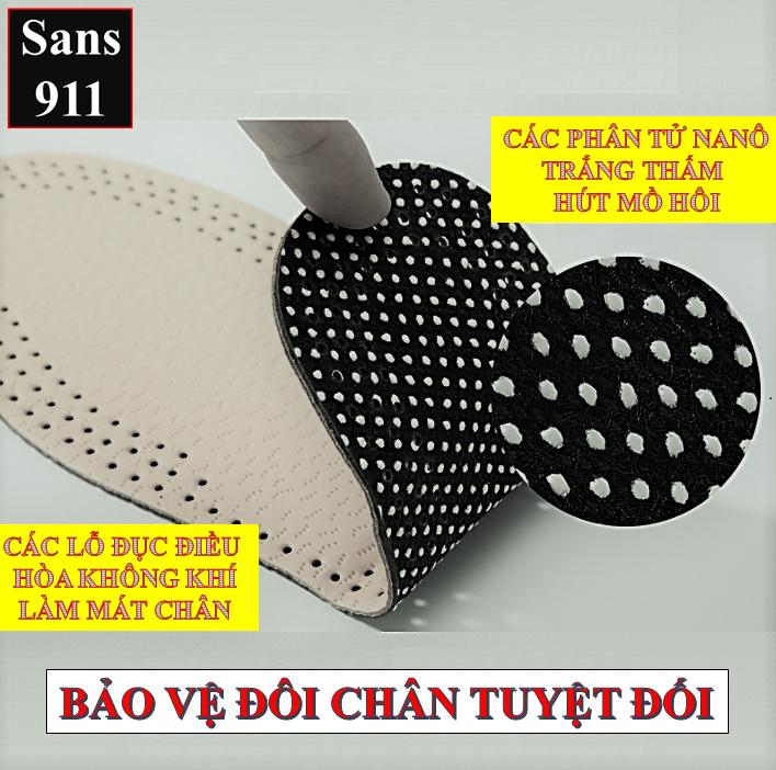 Lót giày khử mùi thoáng khí Sans911 cao cấp êm chống hôi chân