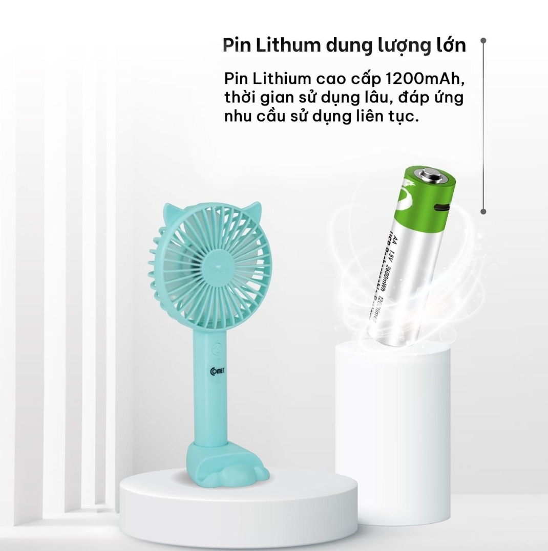 Quạt sạc cầm tay Comet CRF0804, CRF1104