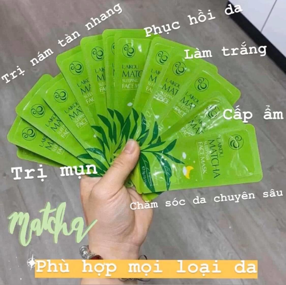 Mặt nạ ngủ trà xanh trị mụn Matcha LaiKou
