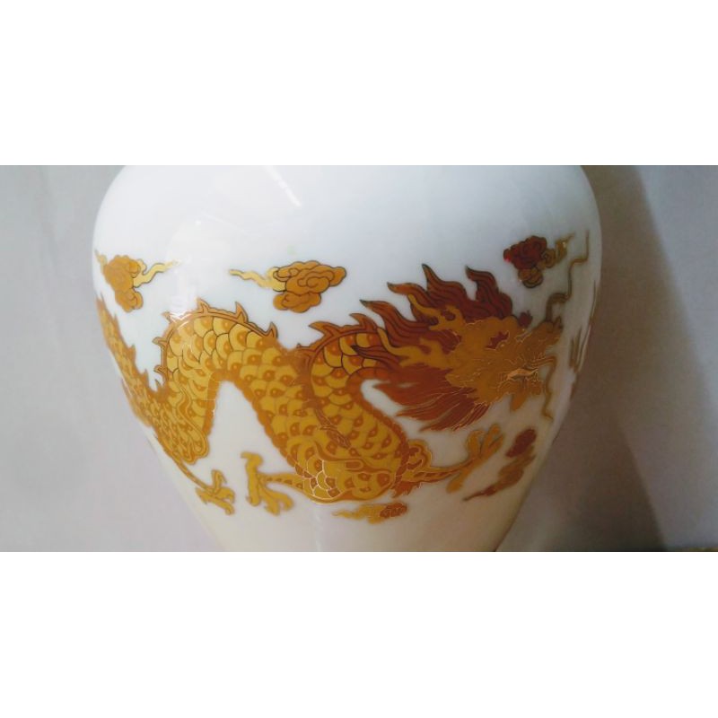 BÌNH HOA SỨ TRẮNG RỒNG VÀNG