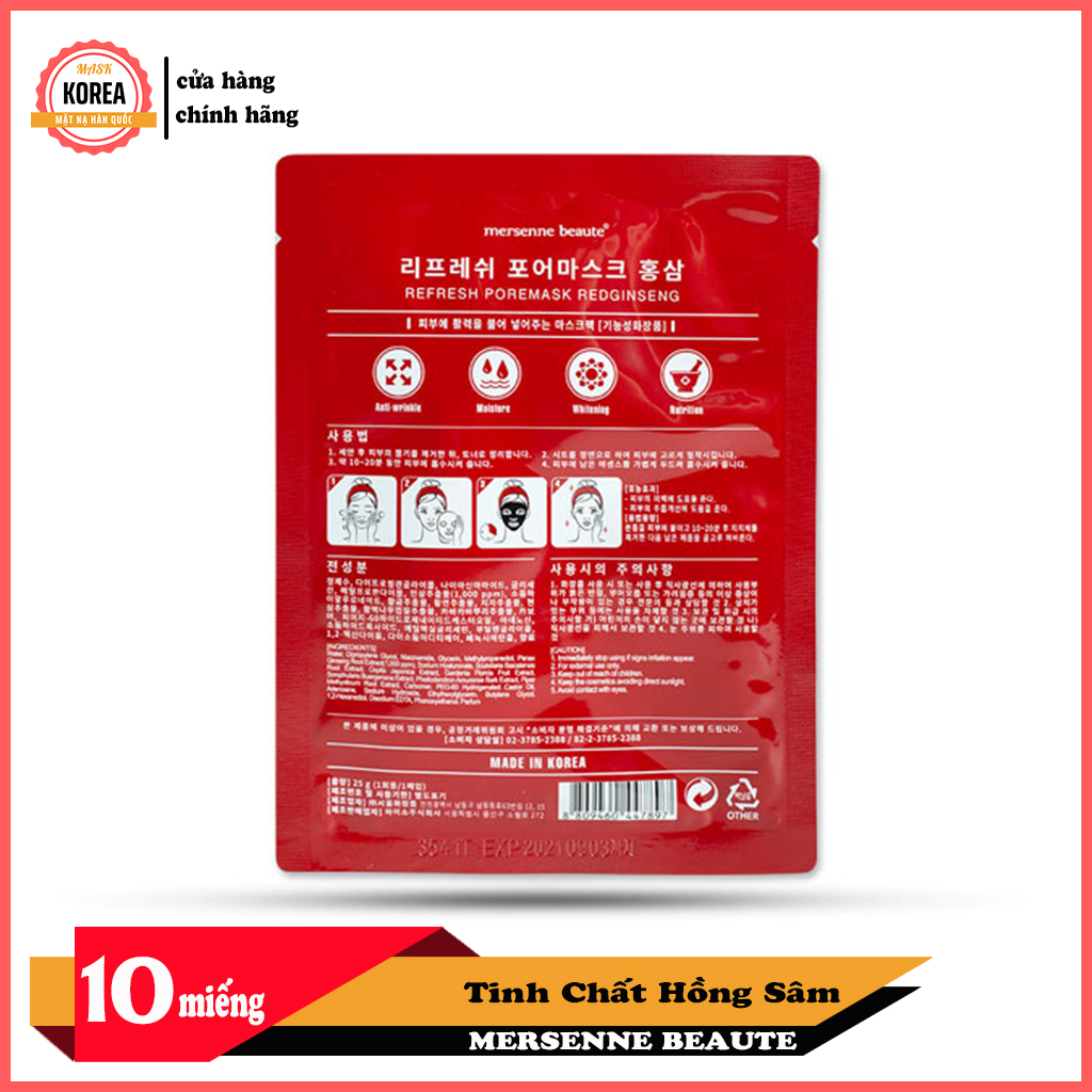 [HCM]Mặt nạ sâm Mersenne Beaute Hàn Quốc (10 miếng/25g )