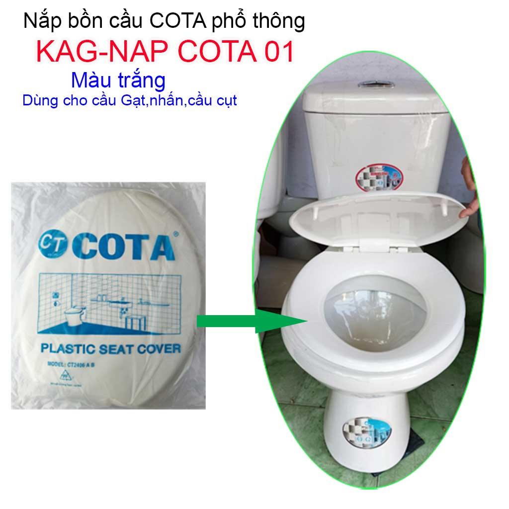 [HCM]Nắp đậy bàn cầu Cota, trọn bộ Nắp bồn cầu phổ thông màu trắng  giá sỉ KAG-NAP Cota01