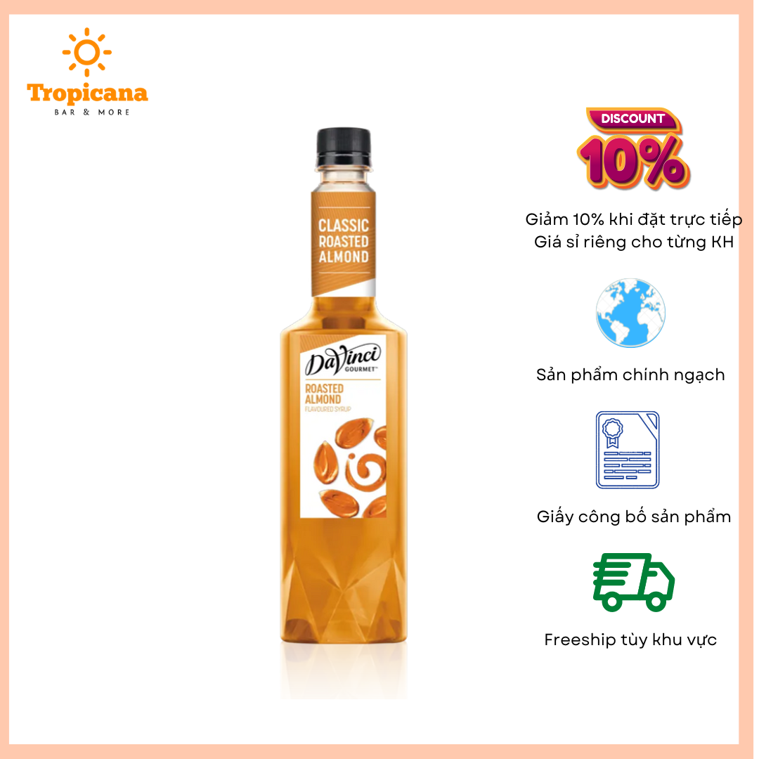 Syrup davinci hạnh nhân rang - chai 750ml