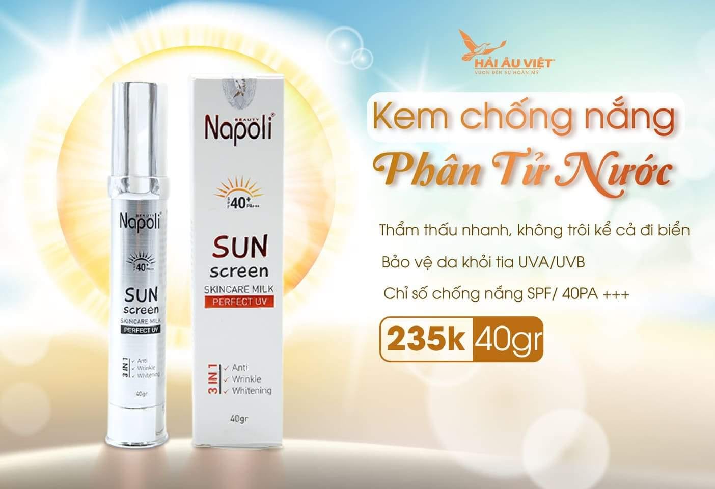 kem chống nắng phân tử nước napoli ( hải âu việt)