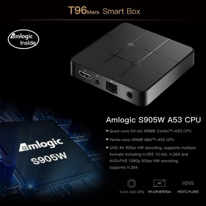 Android Tivi Box T96 Mars Mini Ram 2GB Rom 16GB Android 7.1.2