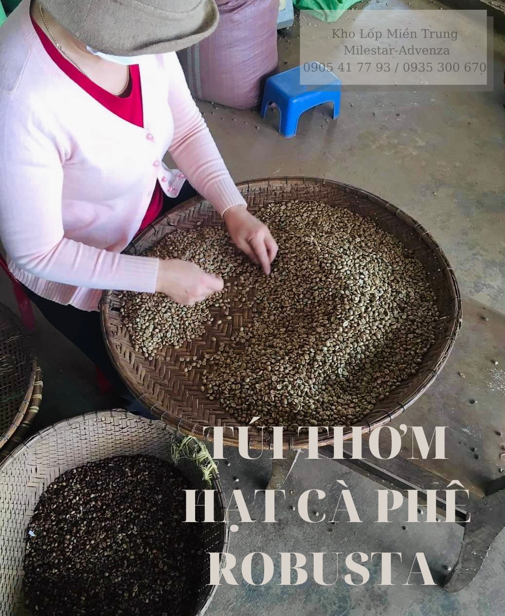 TÚI THƠM HẠT CÀ PHÊ ROBUSTA TREO XE 100G