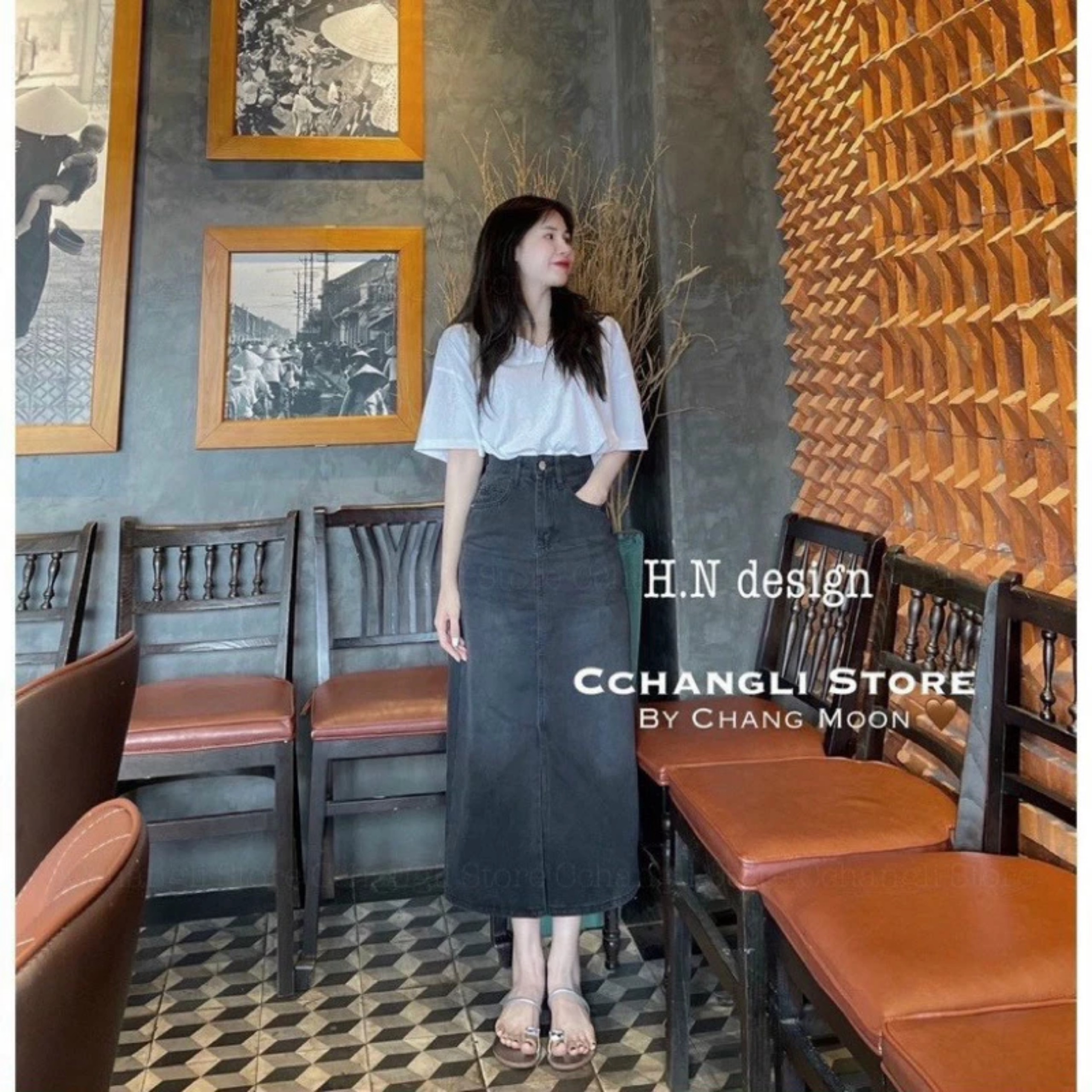 CHÂN VÁY DENIM XẺ TRƯỚC SIÊU HOT #930