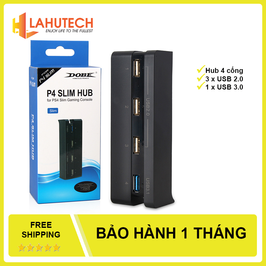 Hub 4 cổng usb (3 x USB 2.0, 1 x USB 3.0) Slim PS4 Dobe - Lahutech