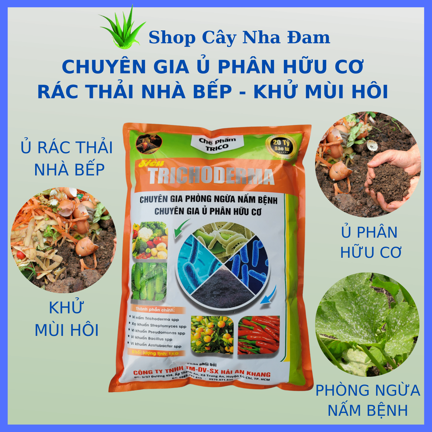 Chế Phẩm TRICHODERMA Cao Cấp Chuyên Ủ Các Loại Phân Hữu Cơ Cho Mọi Cây Trồng (Túi 1KG)