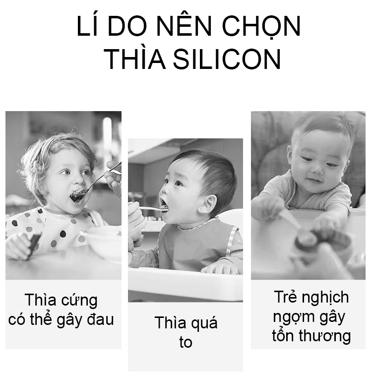 Cặp thìa silicon cao cấp đầu mềm cho bé. Thìa ăn dặm cho bé