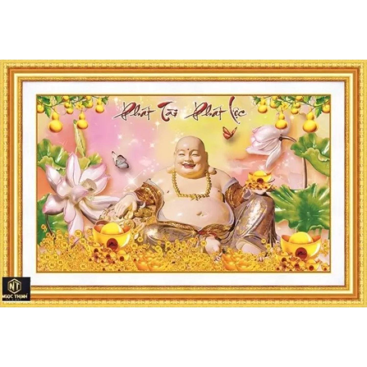 Tranh đinh đa phật di lạc kt 100x65 cm