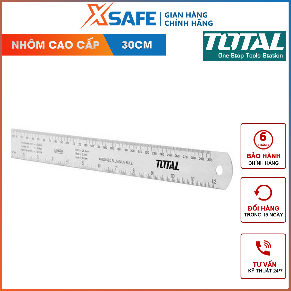Measure of the total TMT633002 | size leaf length 30cm, Width 3cm, material aluminum anodized, accurate rate 0,7M m / m [xsafe] [XTools]