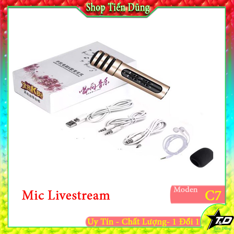 Micro livestream c7 mic thu âm karaoke live stream 3 in 1