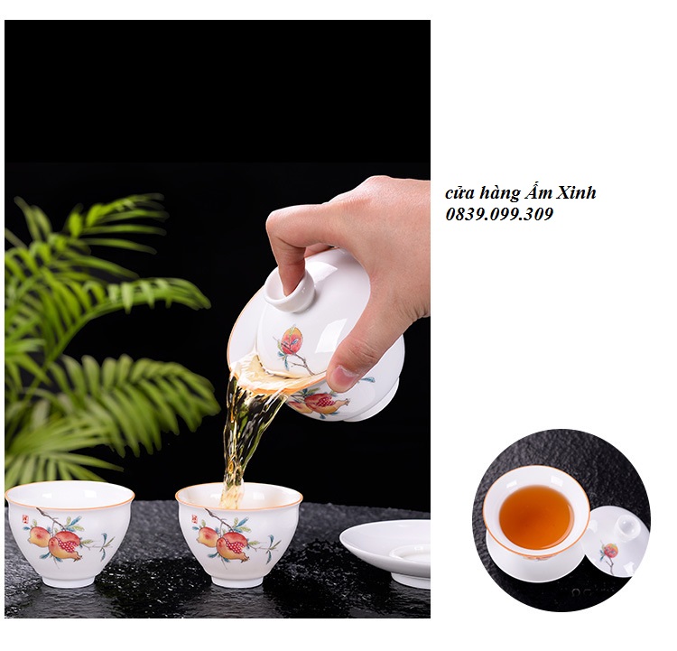 Chén Khải sứ trắng Bạch Định thấu quang 200 ml