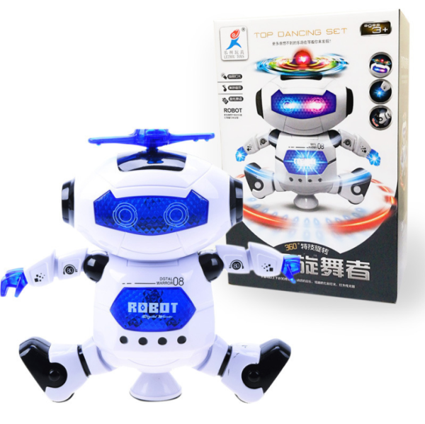Robot đồ chơi nhảy múa có đèn và nhạc xoay 360 độ vui nhộn cho bé